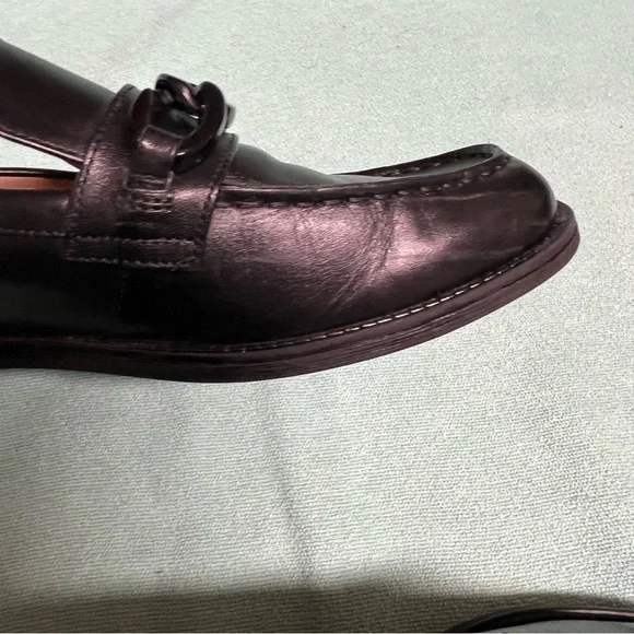 Cole Haan Stassi slip on Black Leather Loafers chunky chain hardware comfort - Picture 8 of 14
